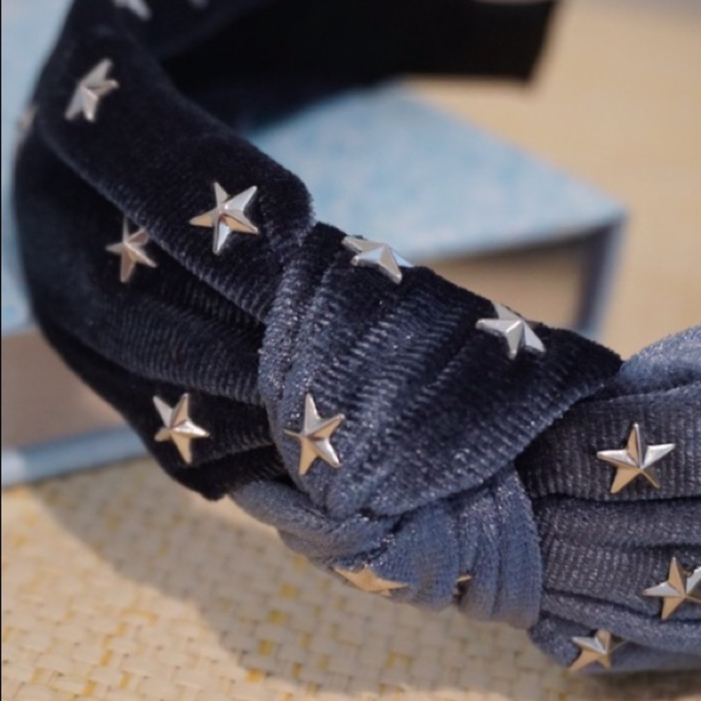 Navy Velvet Star Headband